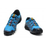 Men's Salomon Speedcross 3 CS Trail Running Shoes In Blue Silver