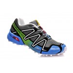 Men's Salomon Speedcross 3 CS Trail Running Shoes In Grey White Blue