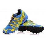 Men's Salomon Speedcross 3 CS Trail Running Shoes In Light Blue Yellow