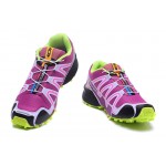 Women's Salomon Speedcross 3 CS Trail Running Shoes In Purple Fluorescent Green