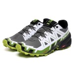 Salomon Speedcross 6 Trail Running Shoes Gray White Green