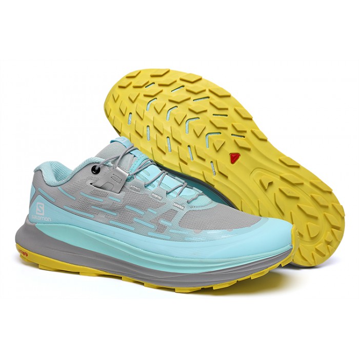 Salomon Ultra Glide Trail Running Shoes Gray Cyan For Men